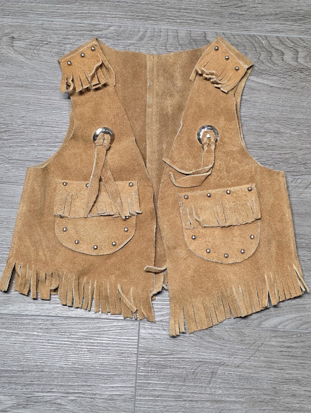 Vintage Thick Suede Western Fringe Vest Kids- Toddler Size 3-4 Pockets